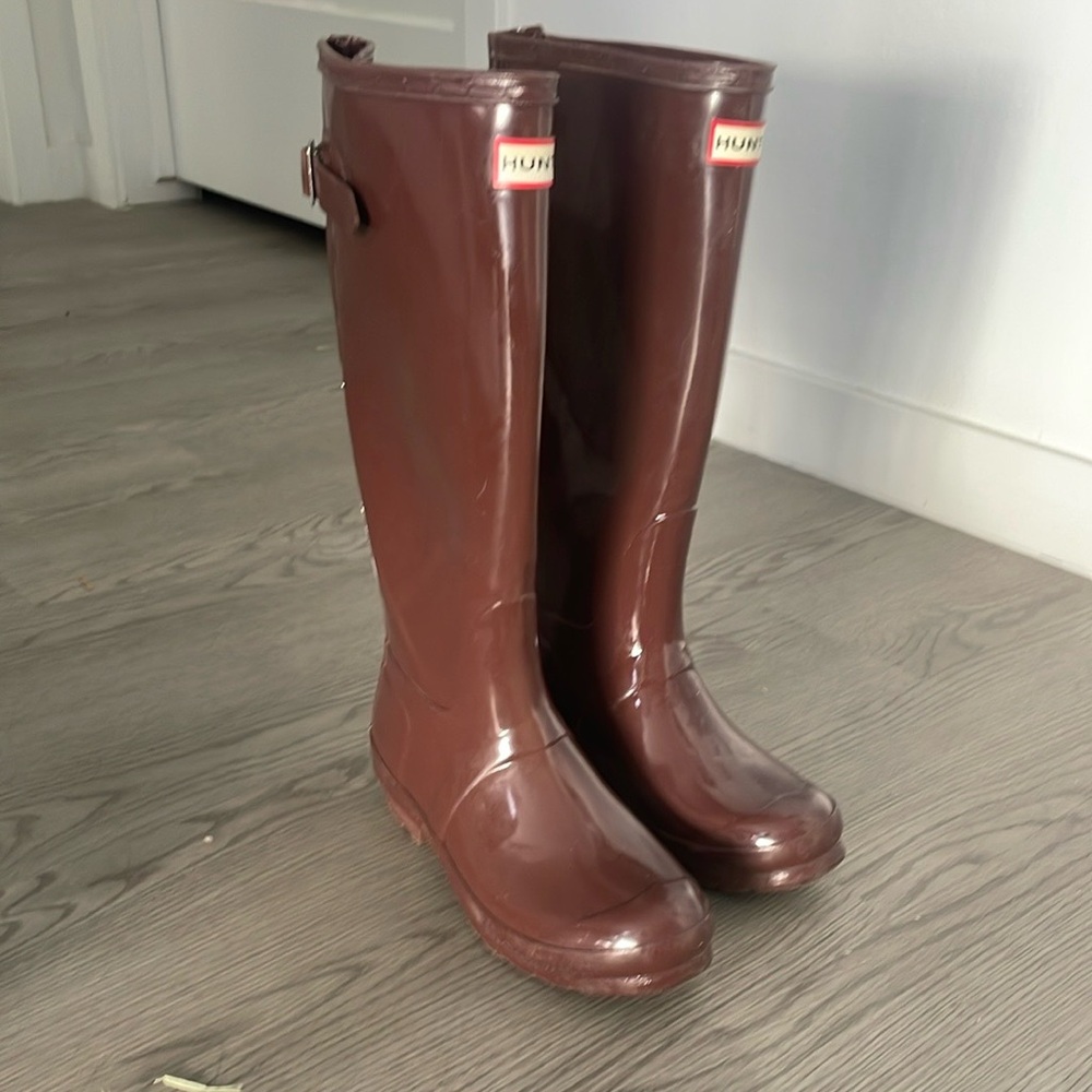 Hunter Maroon Tall Rain Boots